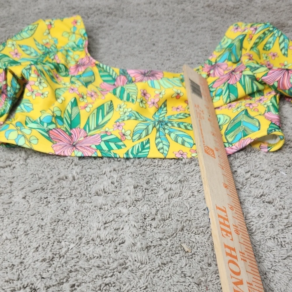 Girls' Tropics Utopia Floral Printed Rash Guard Top Only - Art Class L(10/12)